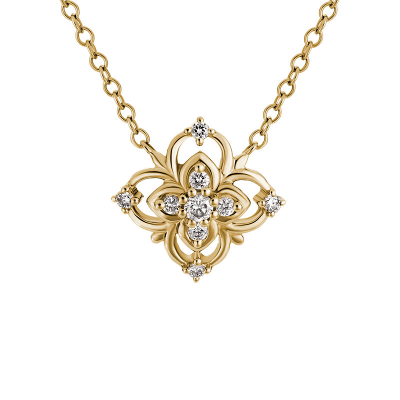 14K Yellow Gold Diamond Filigree Necklace